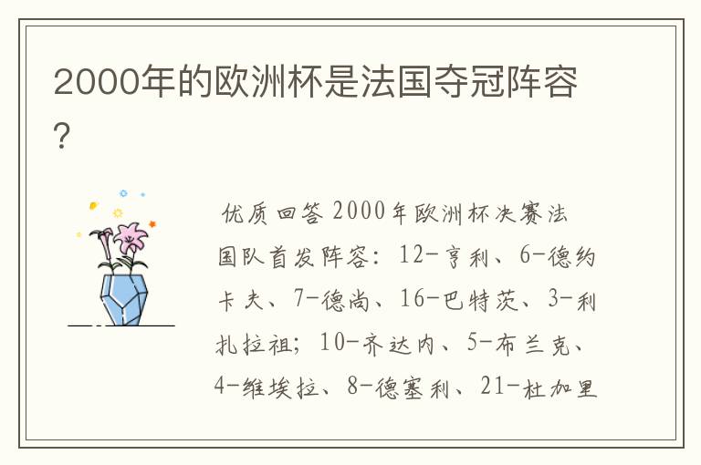 2000年的欧洲杯是法国夺冠阵容？