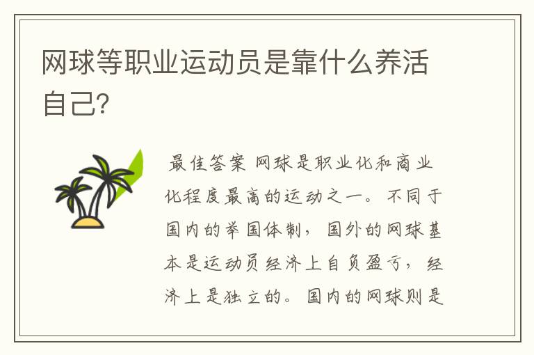 网球等职业运动员是靠什么养活自己？