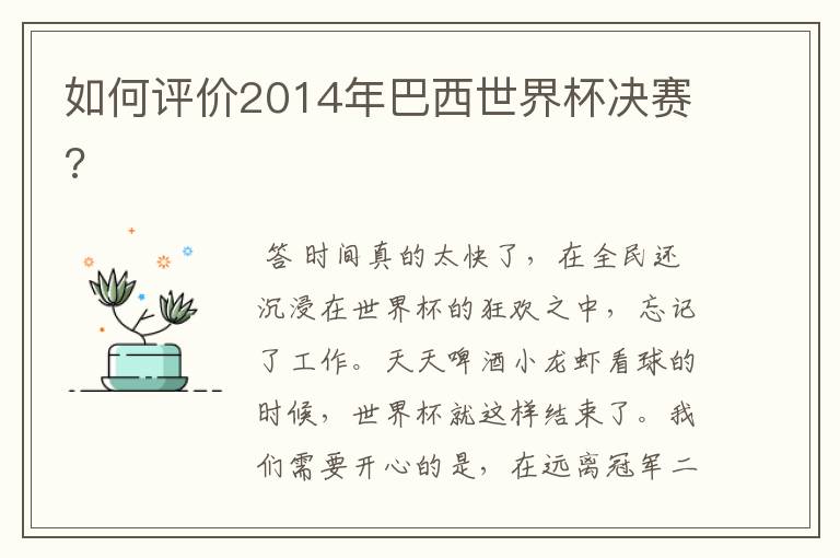 如何评价2014年巴西世界杯决赛?