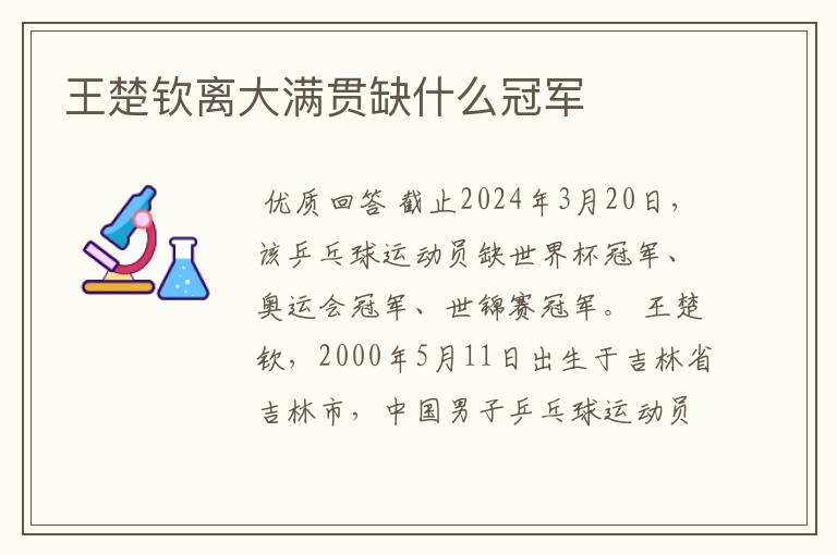 王楚钦离大满贯缺什么冠军