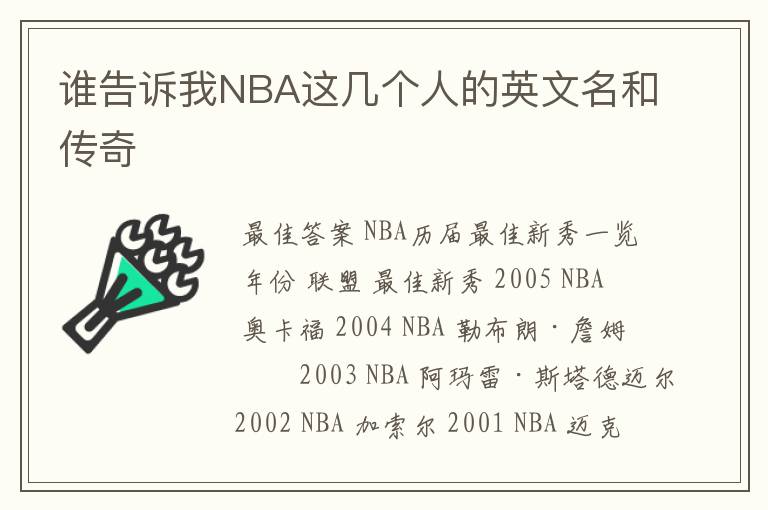 谁告诉我NBA这几个人的英文名和传奇