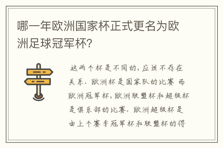 哪一年欧洲国家杯正式更名为欧洲足球冠军杯？