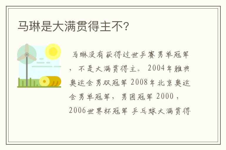 马琳是大满贯得主不?