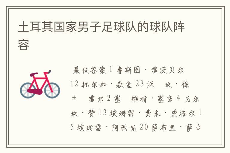 土耳其国家男子足球队的球队阵容
