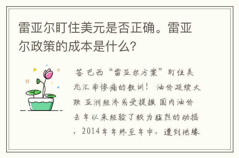 雷亚尔盯住美元是否正确。雷亚尔政策的成本是什么？