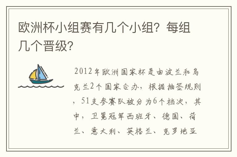 欧洲杯小组赛有几个小组？每组几个晋级？