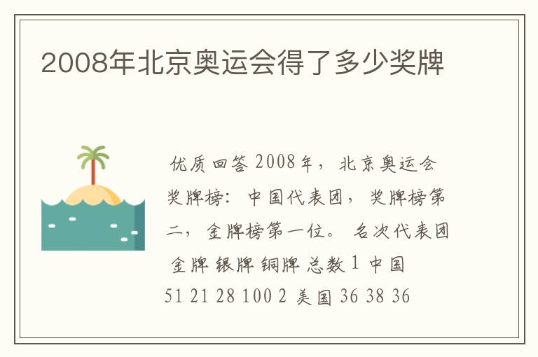 2008年北京奥运会得了多少奖牌