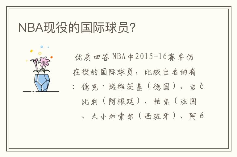 NBA现役的国际球员？