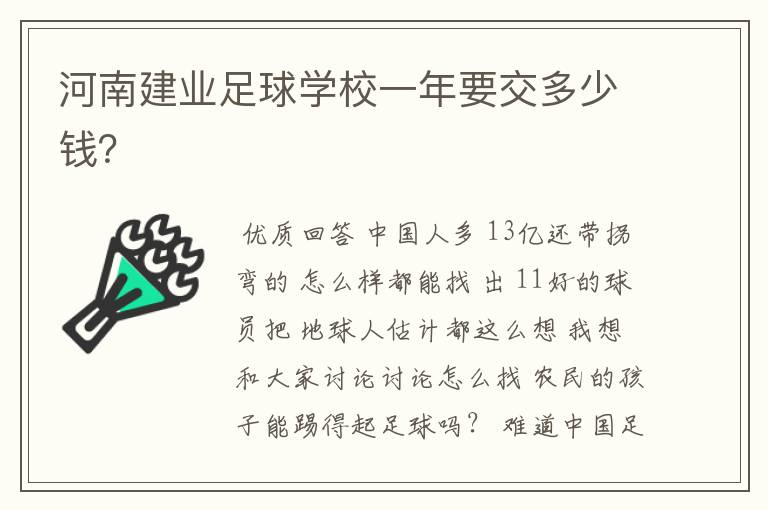 河南建业足球学校一年要交多少钱？