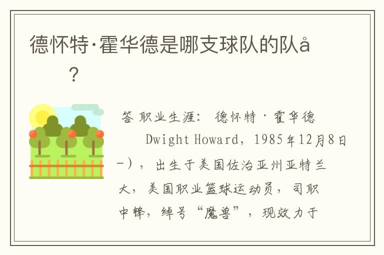 德怀特·霍华德是哪支球队的队员？