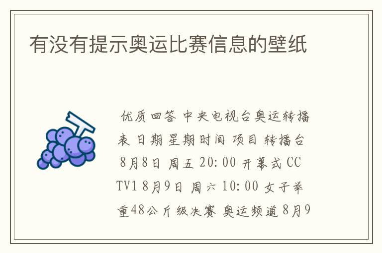 有没有提示奥运比赛信息的壁纸