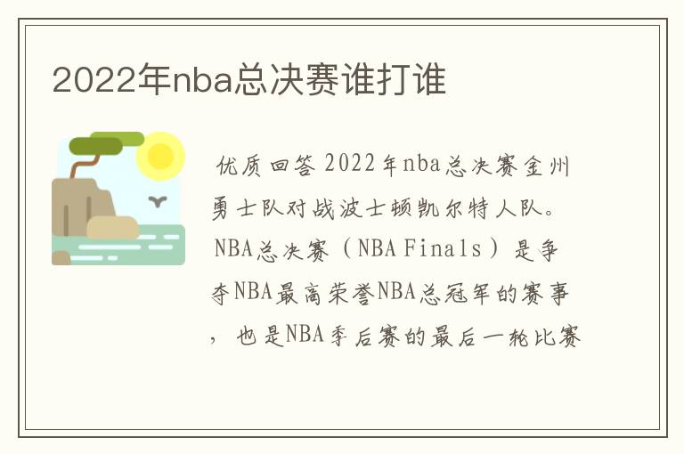 2022年nba总决赛谁打谁