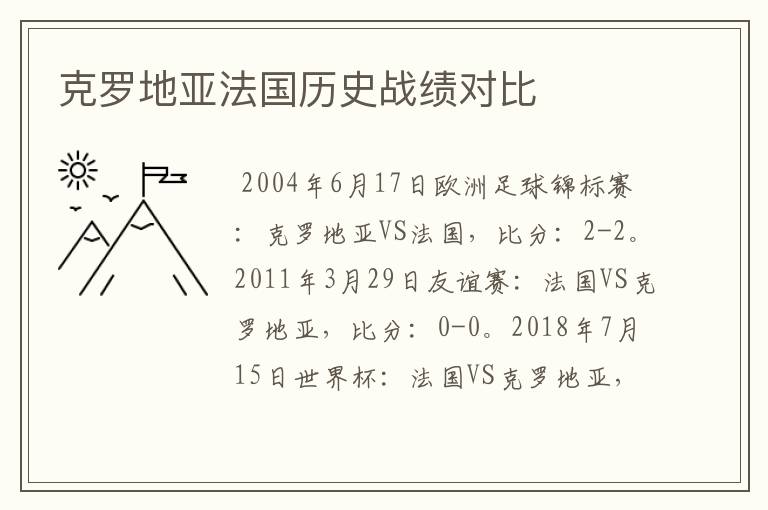 克罗地亚法国历史战绩对比