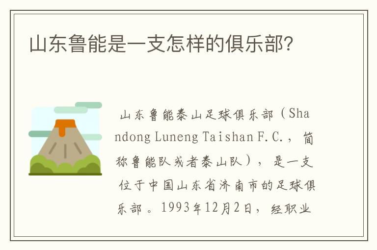 山东鲁能是一支怎样的俱乐部？