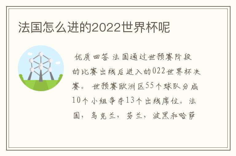 法国怎么进的2022世界杯呢