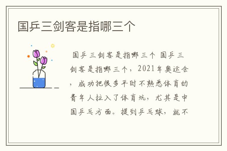 国乒三剑客是指哪三个