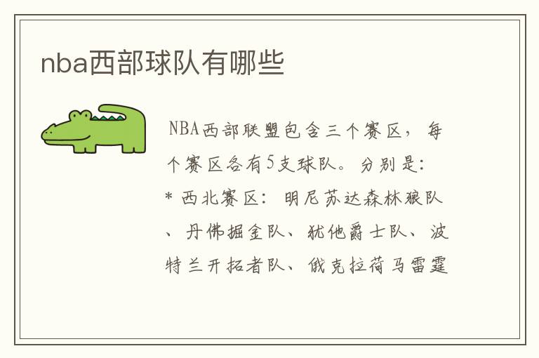 nba西部球队有哪些