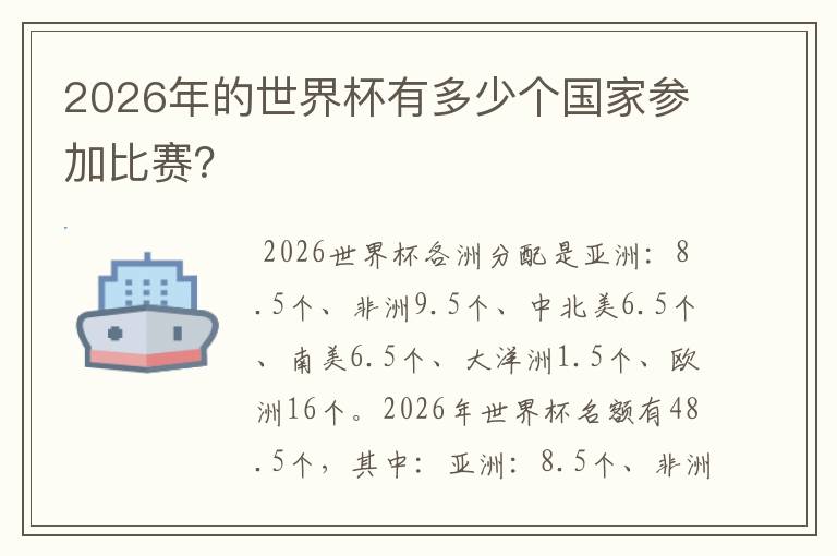 2026年的世界杯有多少个国家参加比赛？