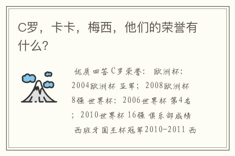 C罗，卡卡，梅西，他们的荣誉有什么？