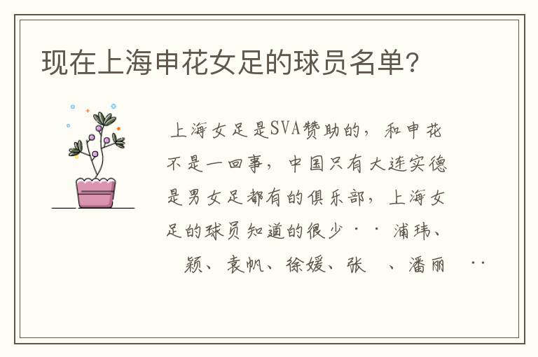 现在上海申花女足的球员名单?