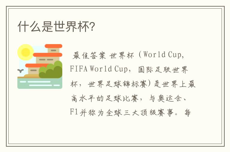 什么是世界杯？