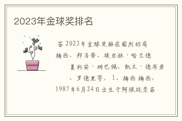 2023年金球奖排名