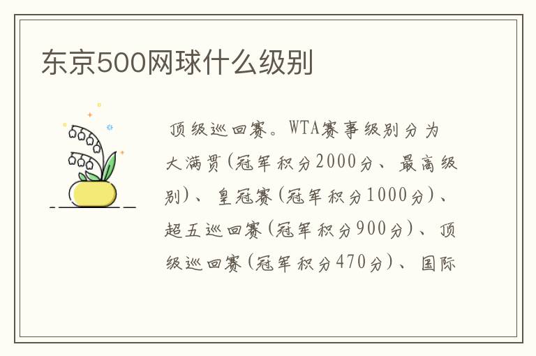 东京500网球什么级别