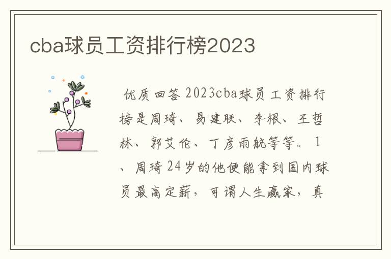 cba球员工资排行榜2023