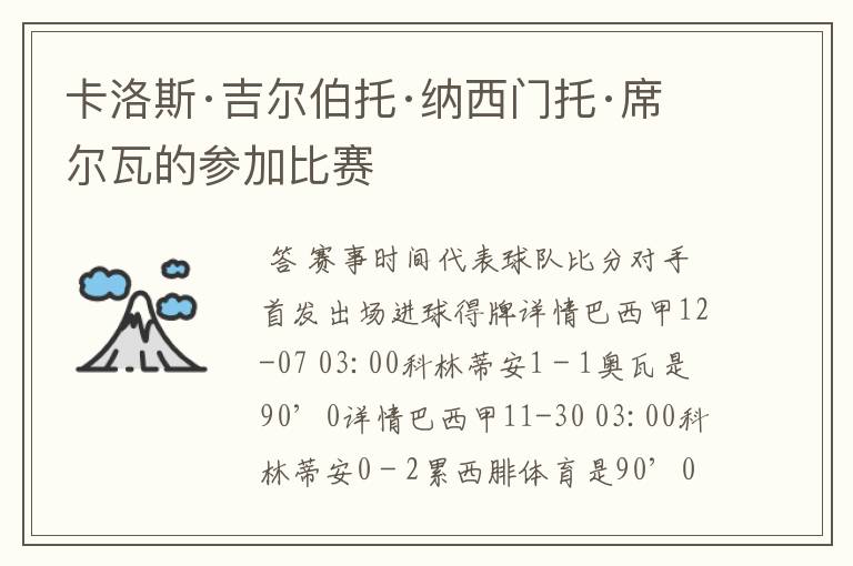 卡洛斯·吉尔伯托·纳西门托·席尔瓦的参加比赛