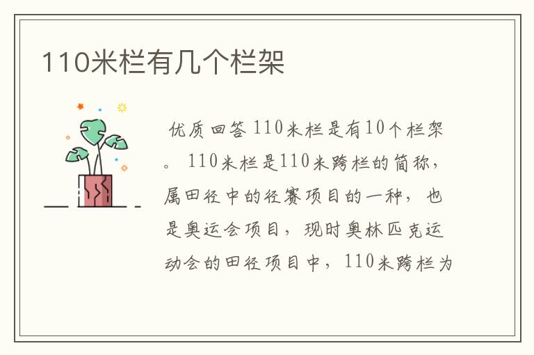 110米栏有几个栏架