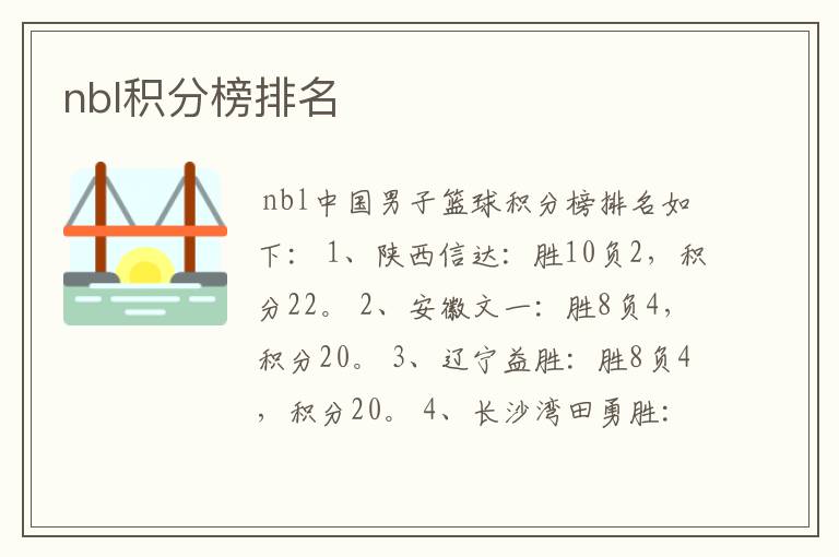 nbl积分榜排名