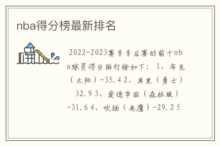 nba得分榜最新排名