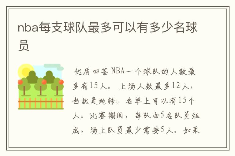 nba每支球队最多可以有多少名球员