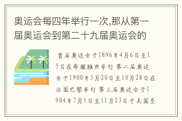 奥运会每四年举行一次,那从第一届奥运会到第二十九届奥运会的吉祥物分别是什么?