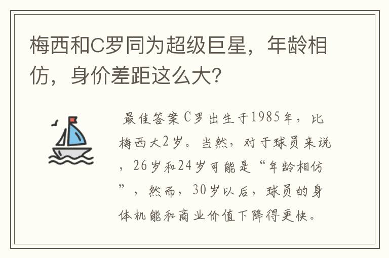 梅西和C罗同为超级巨星，年龄相仿，身价差距这么大？