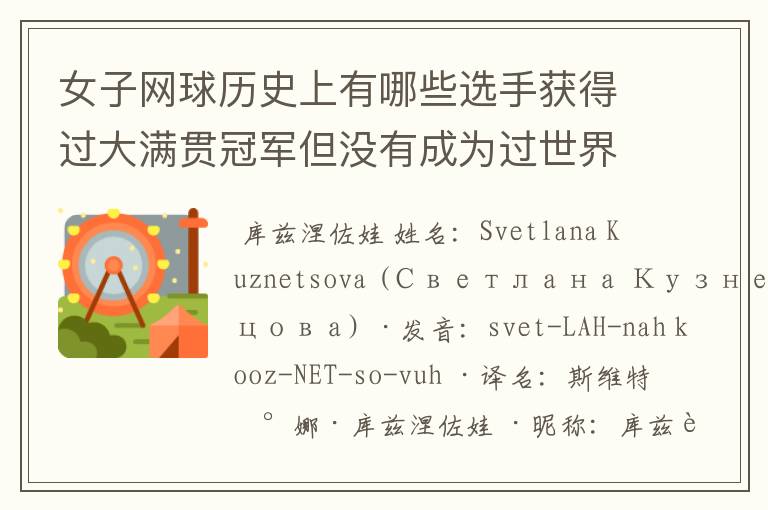 女子网球历史上有哪些选手获得过大满贯冠军但没有成为过世界排名第一的选手?