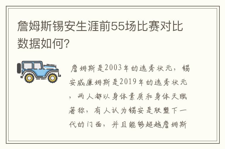 詹姆斯锡安生涯前55场比赛对比数据如何？