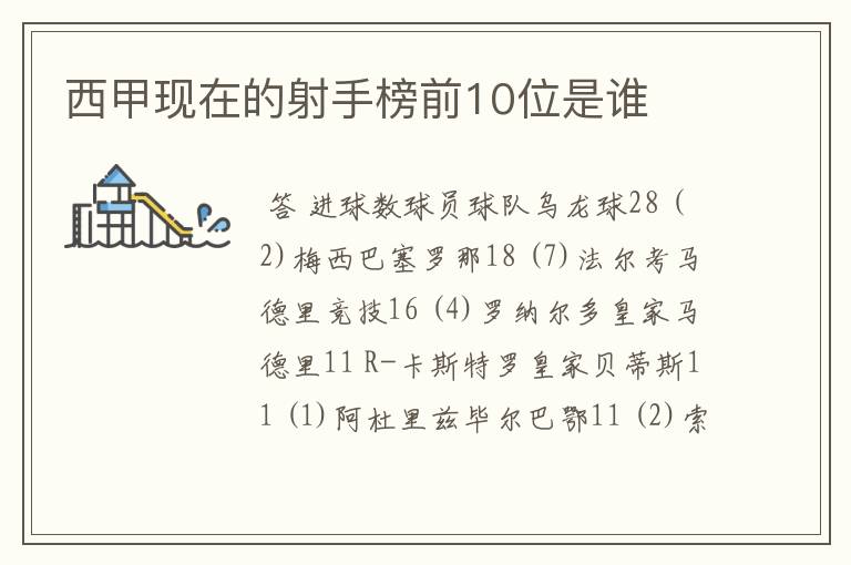 西甲现在的射手榜前10位是谁