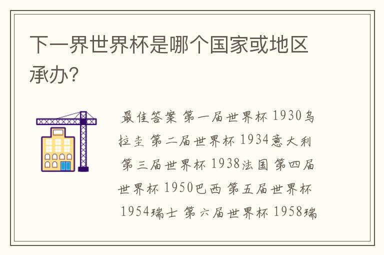 下一界世界杯是哪个国家或地区承办？