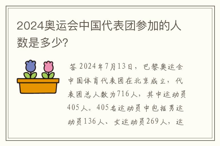 2024奥运会中国代表团参加的人数是多少？