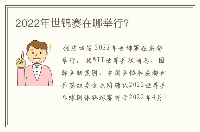 2022年世锦赛在哪举行?