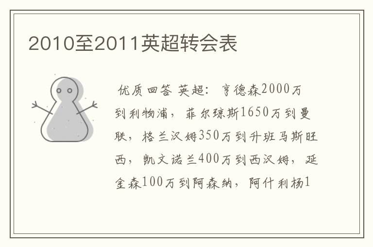 2010至2011英超转会表