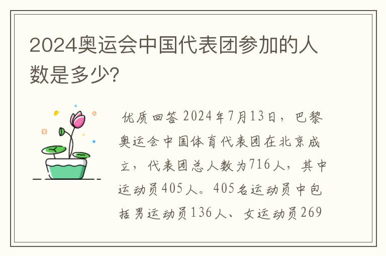 2024奥运会中国代表团参加的人数是多少？