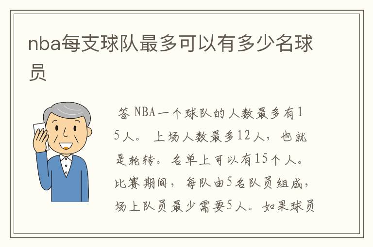 nba每支球队最多可以有多少名球员