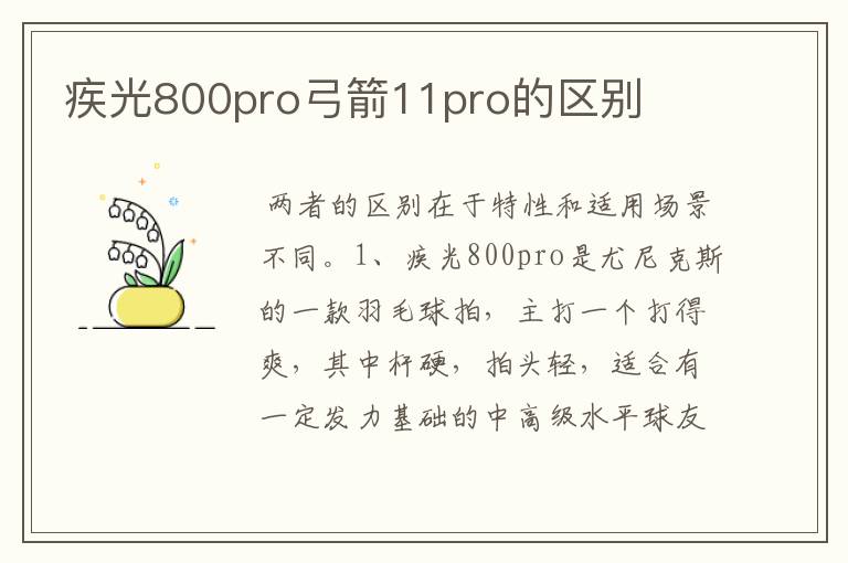 疾光800pro弓箭11pro的区别