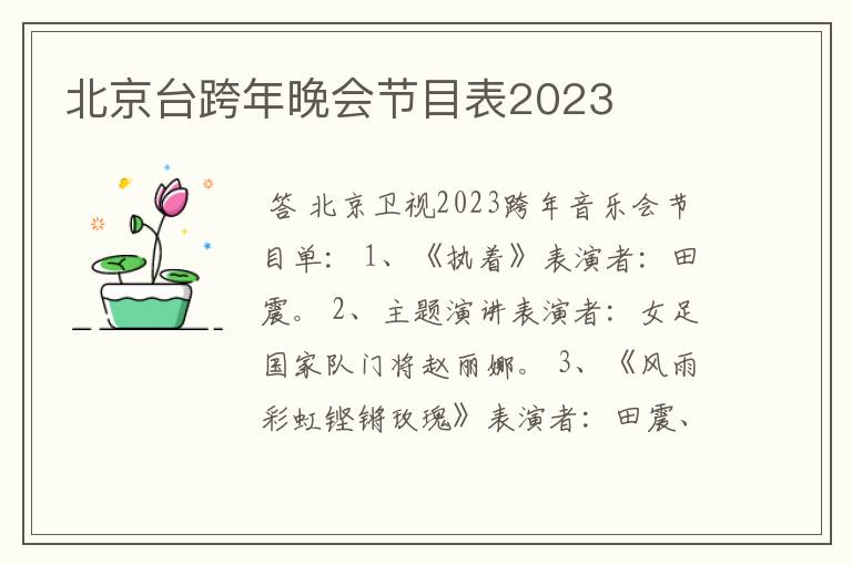 北京台跨年晚会节目表2023