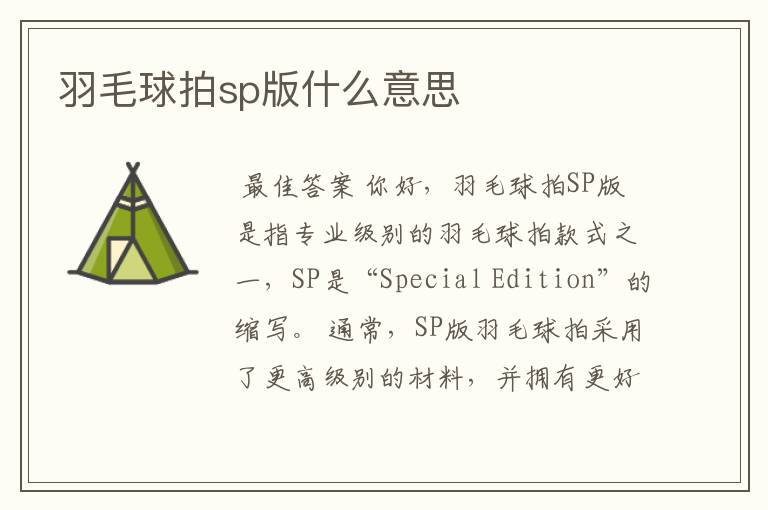 羽毛球拍sp版什么意思