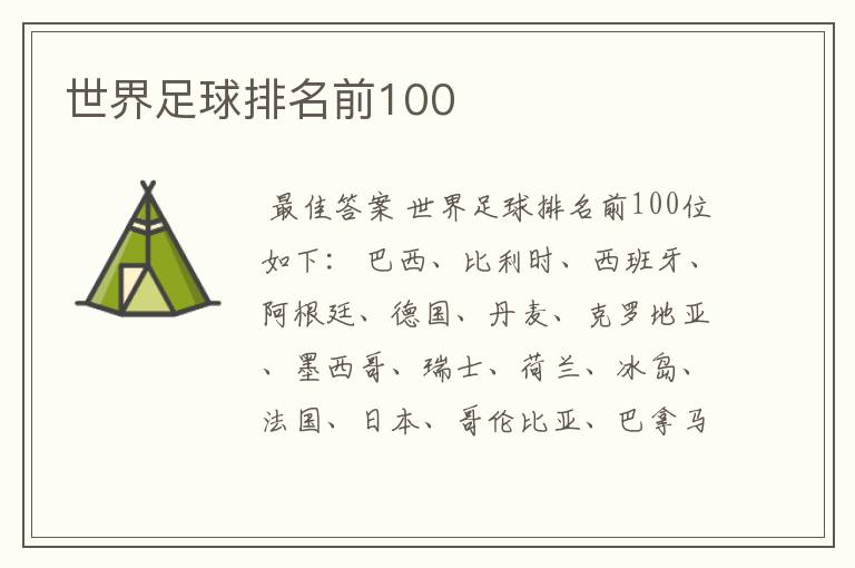 世界足球排名前100