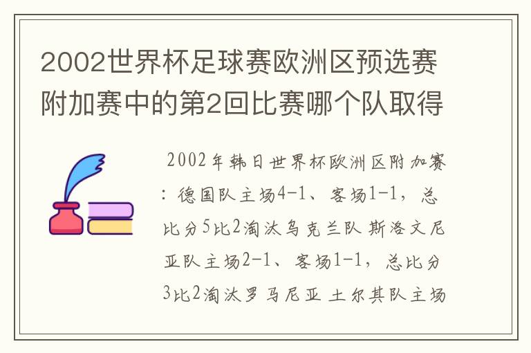 2002世界杯足球赛欧洲区预选赛附加赛中的第2回比赛哪个队取得世界杯决赛圈的席位