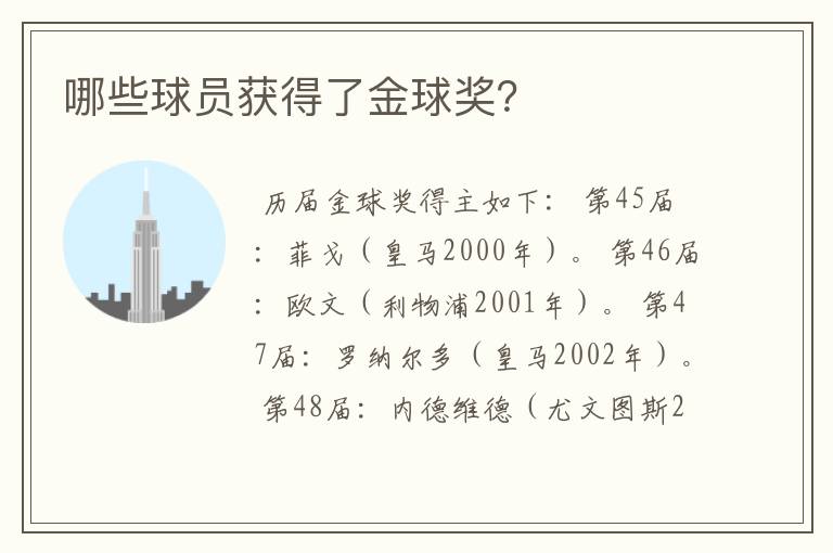 哪些球员获得了金球奖？